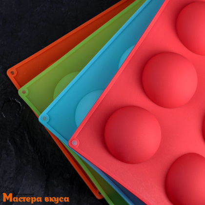 Форма силиконовая ПОЛУСФЕРА (шар),  d 60 мм, (8 ячеек)