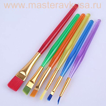Кисти для декорирования нейлон (набор 6 шт), 18 см