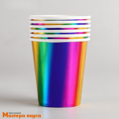 Стакан бумажный  "Радуга", 250 мл, (упак 6 шт)