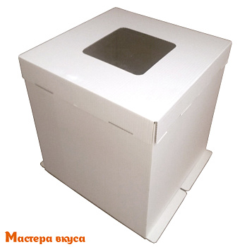 Короб для торта с окном 420*420*450 мм, белый (3-Д) АП