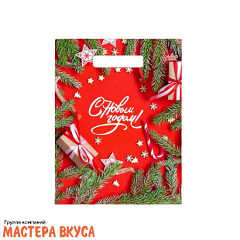 Пакет полиэтиленовый с вырубными ручками 230*300 мм,  "Цвет нового года"