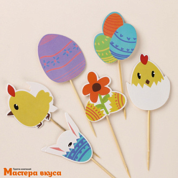 Шпажки "Пасха", дерево, 10 см (набор 6 шт)