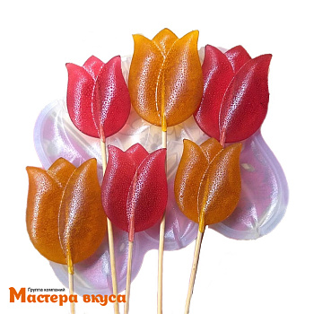 Форма для леденцов силиконовая ТЮЛЬПАН, (6 ячеек) 6*4,5см и 5*3,7см