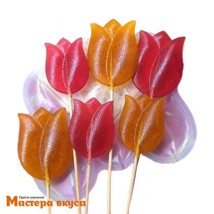 Форма для леденцов силиконовая ТЮЛЬПАН, (6 ячеек) 6*4,5см и 5*3,7см