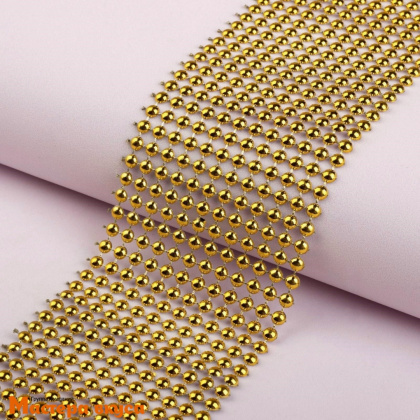 Лента  декоративная h~ 6см, со стразами выпуклыми ЗОЛОТО, -1м