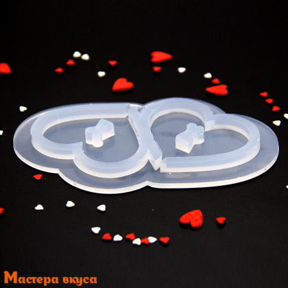 Форма для леденцов силиконовая СЕРДЕЧКО С ЗАМОЧНОЙ СКВАЖИНОЙ, (2 ячейки) 6*4,8 см 