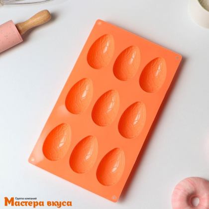 Форма силиконовая ЯЙЦО ДРАКОНА, (9 ячеек) 28*16*2 см