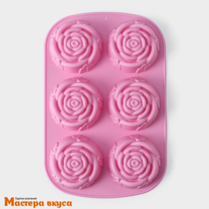 Форма силиконовая РОЗА, (6 ячеек), 25,5*17,5 см