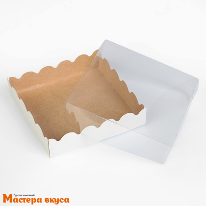 Упаковка для пряников и печенья с прозр. крышкой 120*120*30 мм, (крафт)