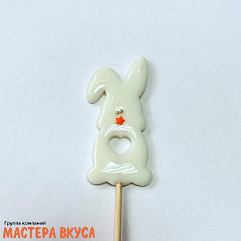 Карамель леденцовая на палочке ЗАЯЦ белый, d~5 см 