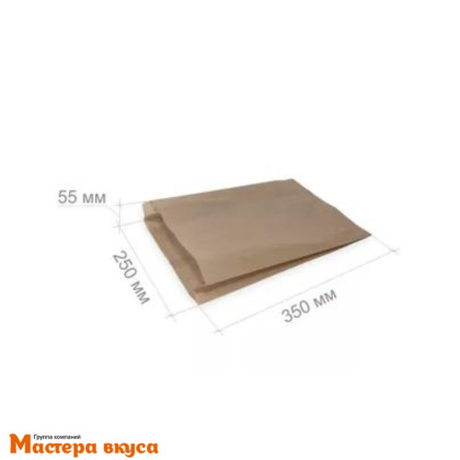 Пакет бумажный 350*250*55 мм, без окна, (крафт)  