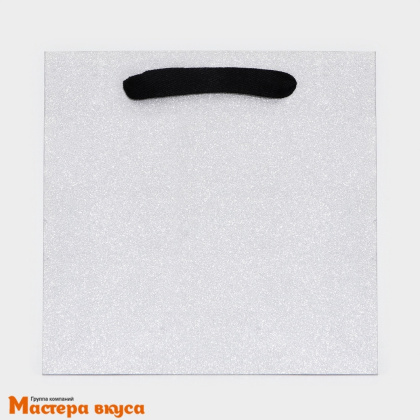 Пакет для торта 200*200*200 мм, с квадратным дном, серебро с глиттером