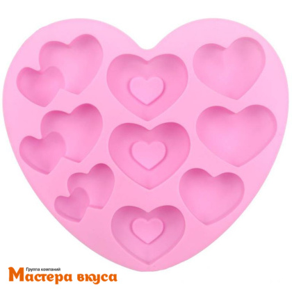 Форма для шоколада силиконовая  СЕРДЦА (МАГИЯ СЕРДЕЦ), 9 ячеек