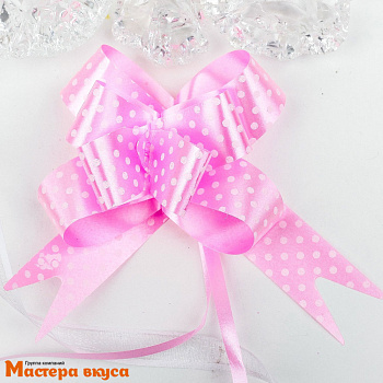 Бант-бабочка РОЗОВЫЙ Горошек, (ш 1,8 см) d~9 см