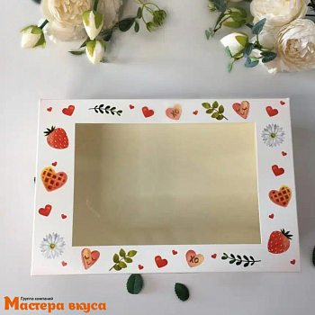 Коробка для  6 капкейков с окном, 250*170*100 мм (Любимые сладости)