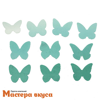 Вафельные БАБОЧКИ цветные двухсторонние голубой градиент, упак. 10 шт