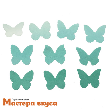 Вафельные БАБОЧКИ цветные двухсторонние голубой градиент, упак. 10 шт