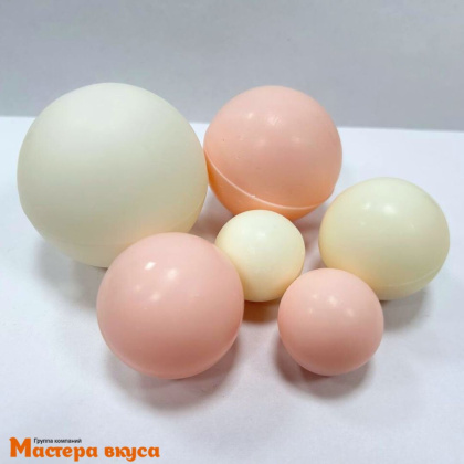 Фигурки из шок. глазури "Набор 6 шаров", БЕЛО-РОЗОВЫЙ, d~5.5/ 4.5/ 3.5/ 2.5 см