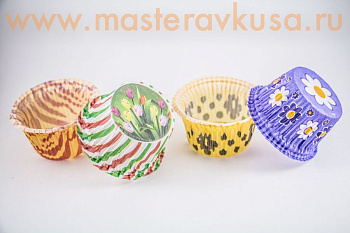 Форма бумажная Маффин 50*36мм, ФАНТАЗИЯ цвет ассорти