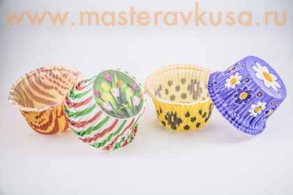 Форма бумажная Маффин 50*36мм, ФАНТАЗИЯ цвет ассорти