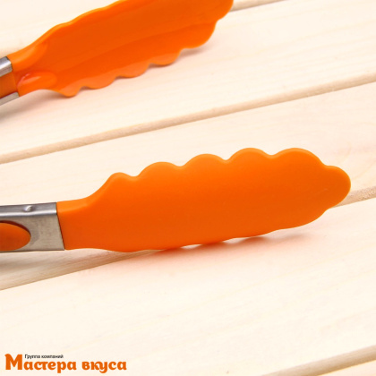 Щипцы кулинарные металические "Лист", 23 см, пластик