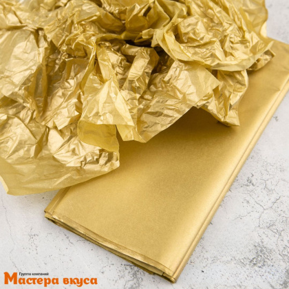 Бумага упаковочная тишью ЗОЛОТАЯ 50*66 см (упак 10листов)