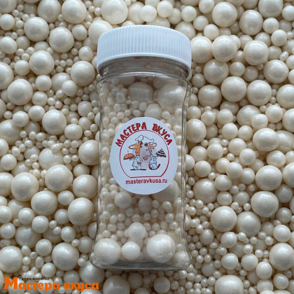 Посыпка Шарики зерновые Жемчуг микс Белый (молочный) (d2-7мм), 50 гр 