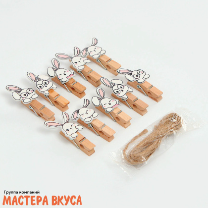Декор прищепки "Зайчики", (набор 10 шт), 1,5*12*14 см