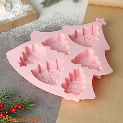 Форма силиконовая ЕЛОЧКИ, (6 ячеек) 22*20,6*2,5 см 