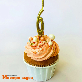 Свеча-цифра "МИНИ", золотая - 6  (h-4.5см)