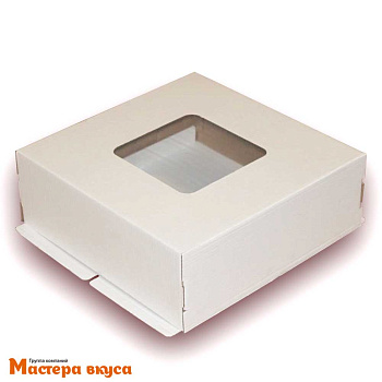 Короб для торта с окном 420*420*150 мм, белый (2-Д) АП