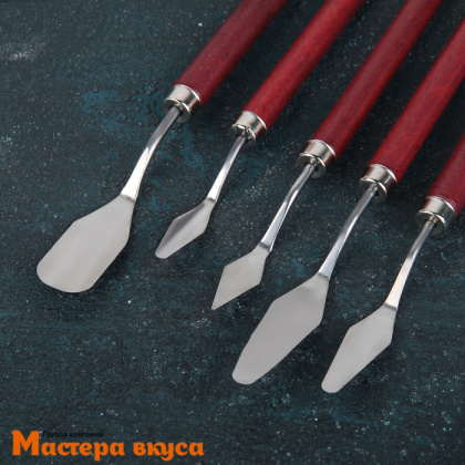 Набор палет-лопаток (мастихины) 19*7,5*1,5 см, металл с деревянной ручкой, набор 5 шт, "Деко"