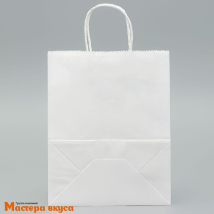 Пакет бумажный с кручеными ручками 220*120*280 мм, (белый)