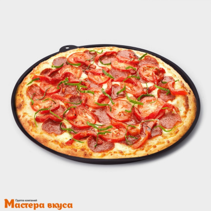 Коврик силиконовый перфорированный d-35 см ПИЦЦА черный, "Доляна"