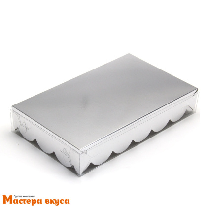 Упаковка для пряников и печенья с прозр. крышкой 220*150*35 мм (серебро) (2-д)
