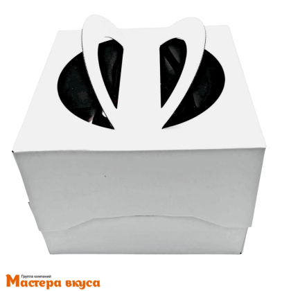 Короб для торта с окном и ручками 260*260*200 мм, белый ЭК