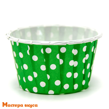 Форма бумажная Маффин 50*40 мм, ламинированная ЗЕЛЕНАЯ В ГОРОХ