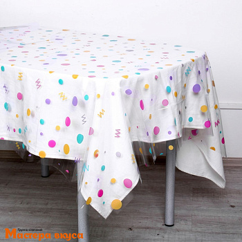 Скатерть полиэтиленовая, 130*200 см, "Поздравительная"