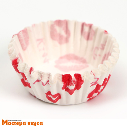 Капсула бумажная для конфет, d-3,5см  h-2см, ПОЦЕЛУЙ (миниупак ~15-20 шт)