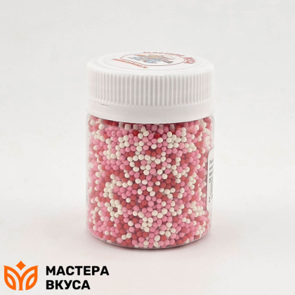 Посыпка Шарики сахарные Бисер микс Розовый-Красный-Белый №9 (d2мм), 50 г  