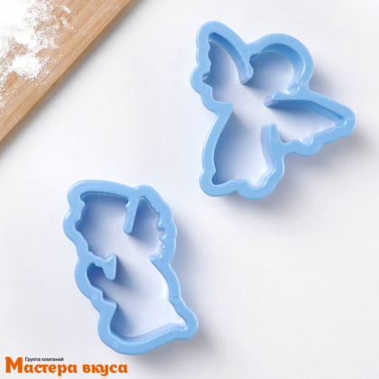 Набор вырубок пластик  АНГЕЛЫ, ~14*13*2 см, (набор 2 шт)