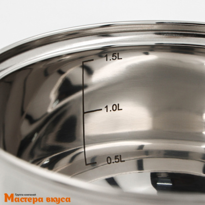 Ковш из нержавеющей стали с капсульным дном и с крышкой "Сильве" 1,5 л, d-16 см