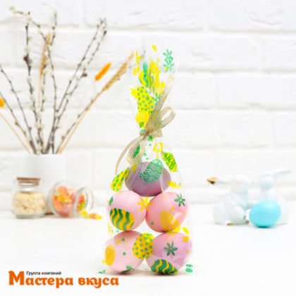 Пакет для сладостей 13*27 см, "Яйца пасхальные", зелёный