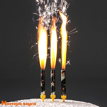 Фейерверк, холодный фонтан 12,5 см, золотой со звездами, (упак 3 шт)