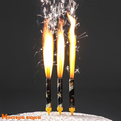 Фейерверк, холодный фонтан 12,5 см, золотой со звездами, (упак 3 шт)