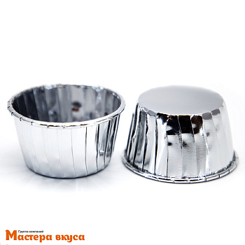 Форма бумажная Маффин 50*40 мм, фольгированные Серебро металлик, упак 6 шт