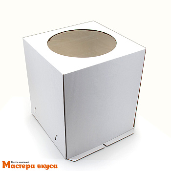 Короб для торта с окном 260*260*300 мм, белый (3-Д) СТАНДАРТ