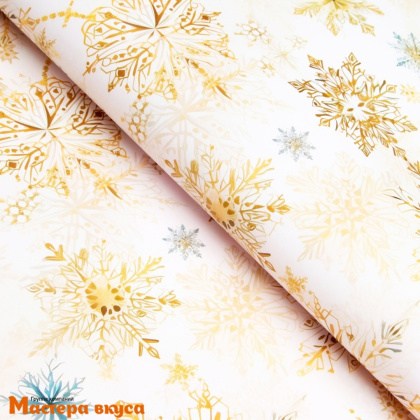 Бумага упаковочная  "Снежинки" двухсторонняя (глянцевая), 70*100 см
