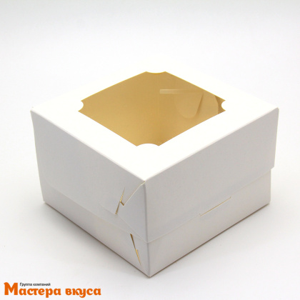 Упаковка для бенто-торта с окном 120*120* 80 мм, картон (белая)