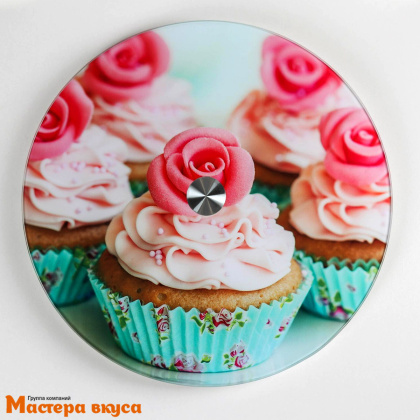 Подставка для торта вращающаяся, стекло, D-32 см, МАФФИН